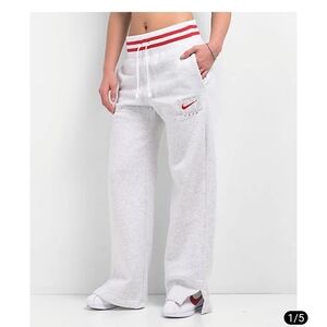 Nike Kids White Sweatpants with Red Accents